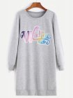 Heather Grey Letter Print Sweatshirt Dress