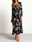 Navy Long Sleeve Floral Maxi Dress