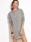 Grey Hooded Pocket Sweatshirt Dress