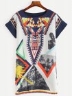 Multicolor Printed Shift Dress