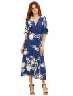 V Neck Florals Wrap Dress