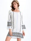 White Tribal Print Tunic Dress