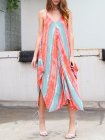 Multicolor Sleeveless Backless Asymmetrical Shift Dress