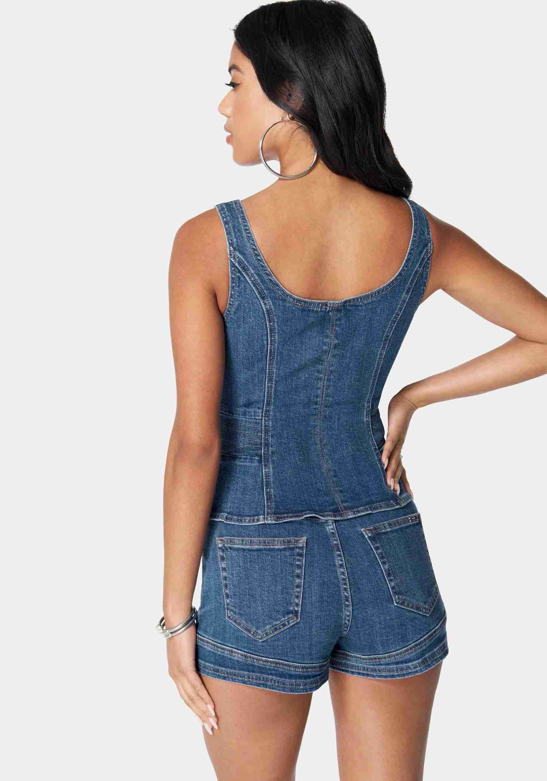 Zip Front Peplum Denim Top