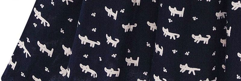 Lapel Cat Print Shirt Dress