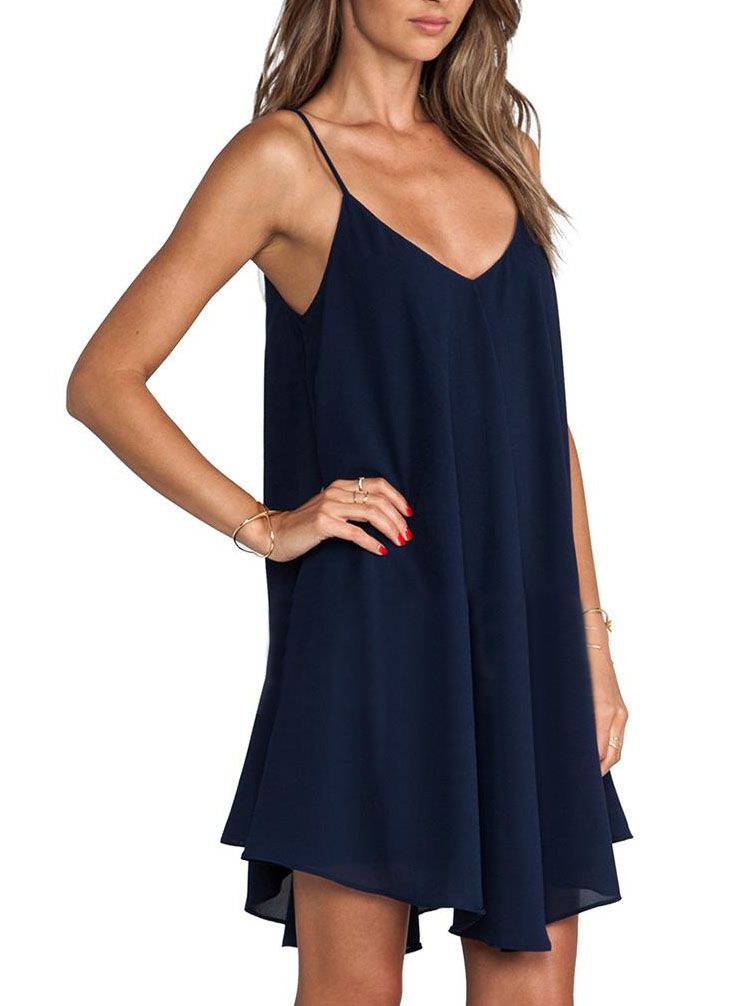 Spaghetti Strap Asymmetrical Shift Dress