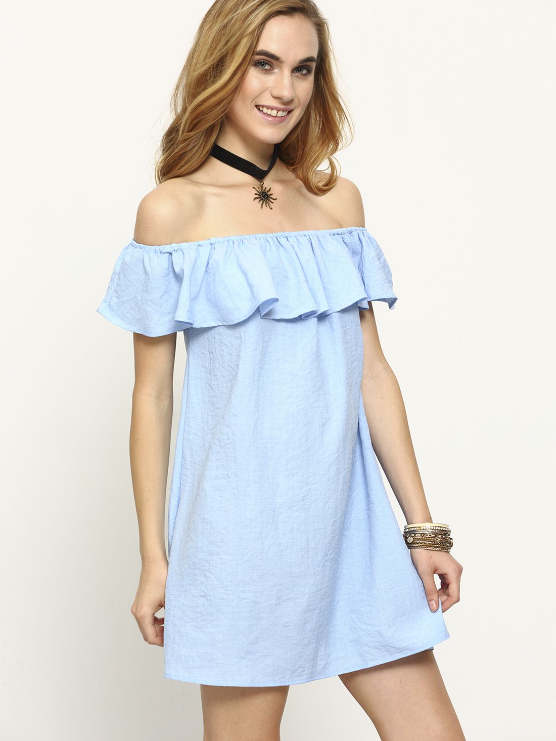 Ruffle Off-The-Shoulder Dress