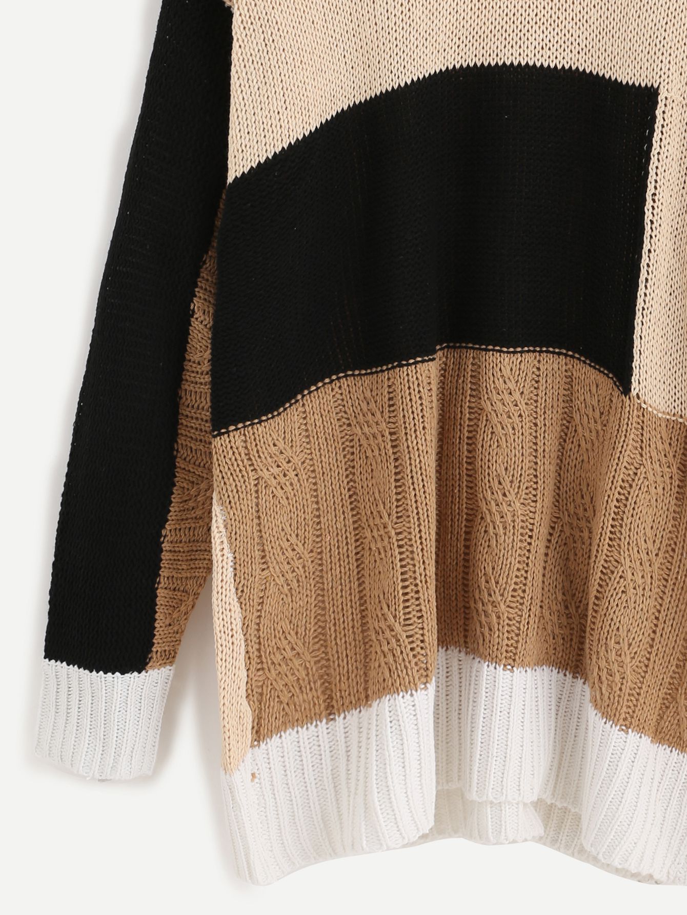 Color Block Drop Shoulder Textured Sweater Dress