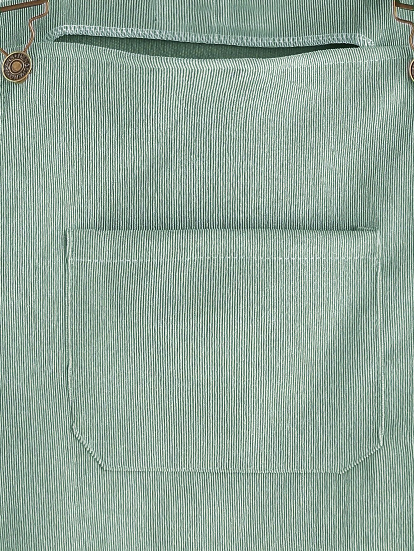 Green Corduroy Pinafore Dress With Pockets