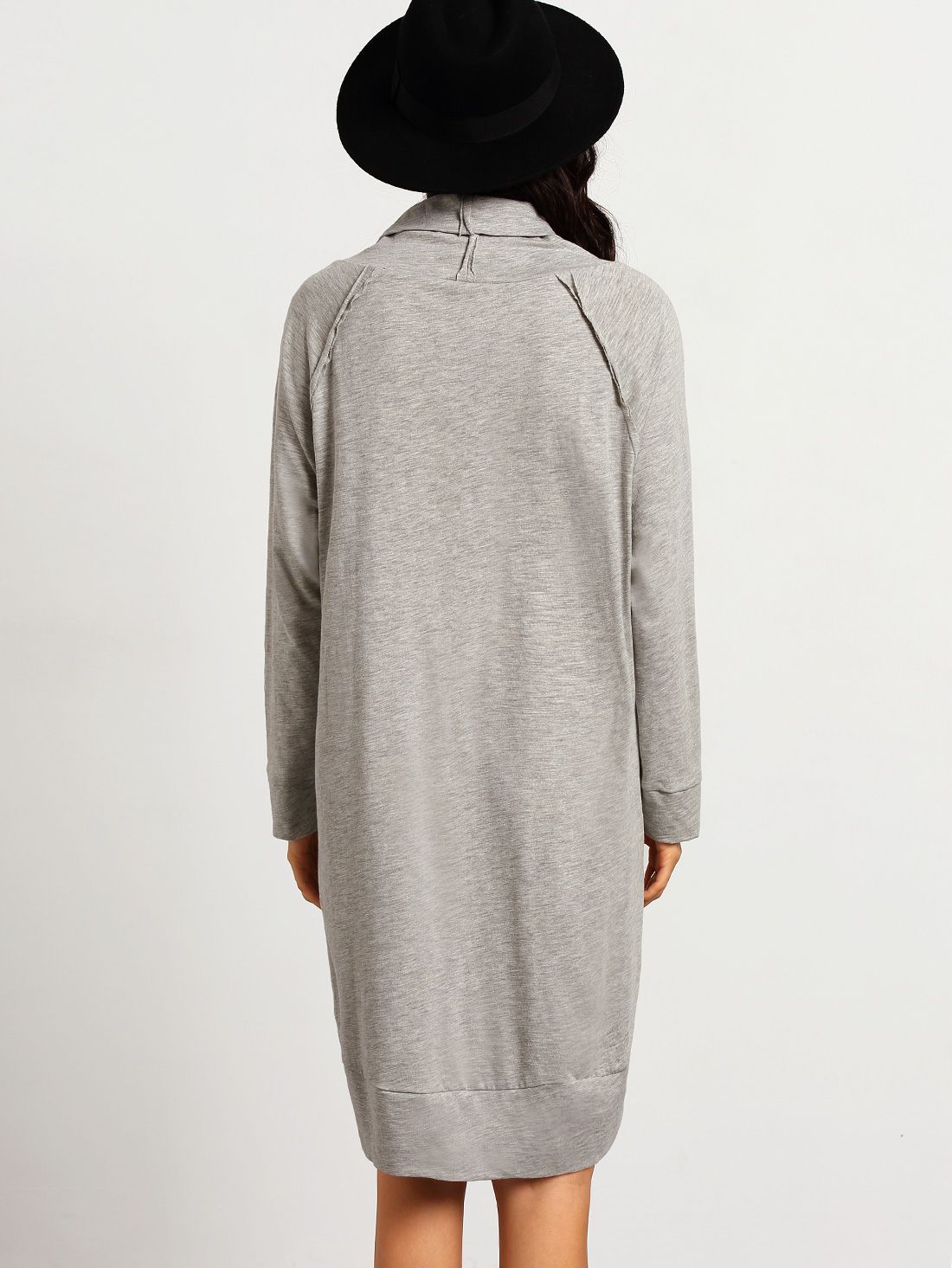 Grey Long Sleeve High Neck Dress