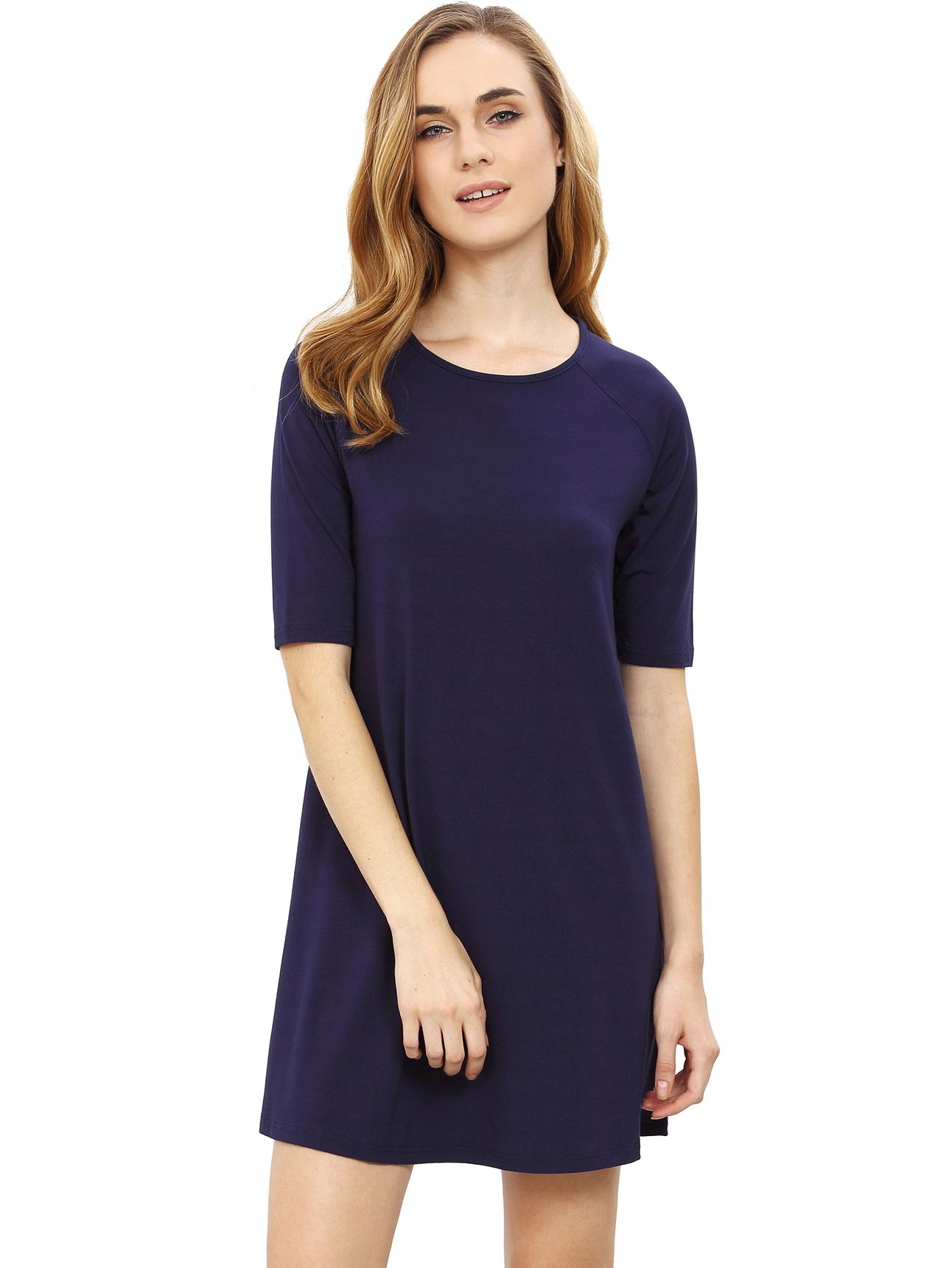 Navy Half Sleeve Casual Dress