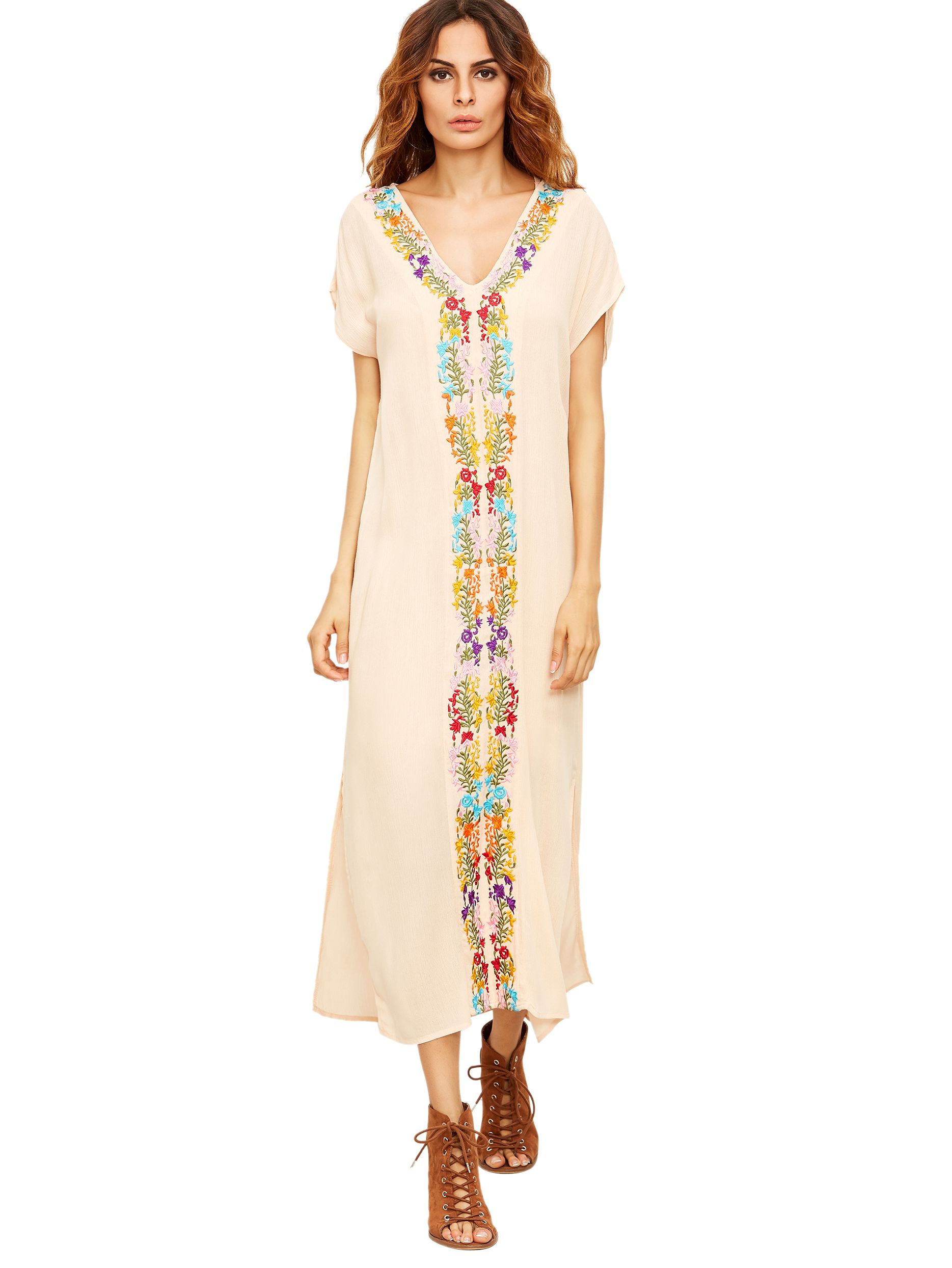 Placement Print Split Side Maxi Dress