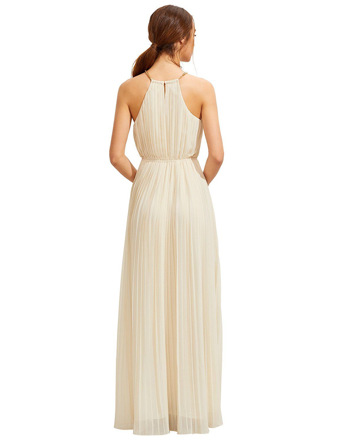 Evening Sleeveless Halterneck Pleated Infinity Maxi Dress