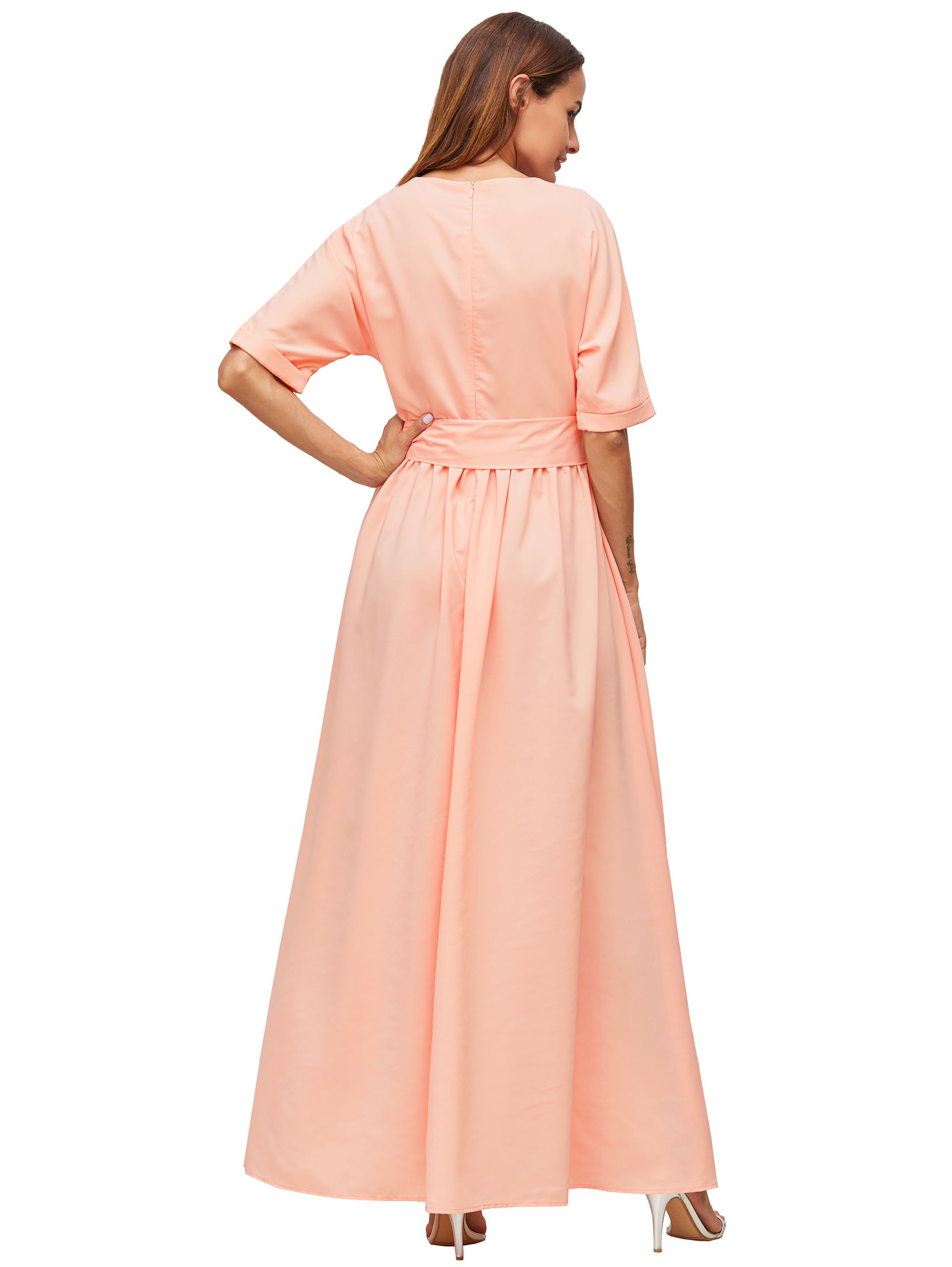 Pink Tie Front Detail Maxi Dress