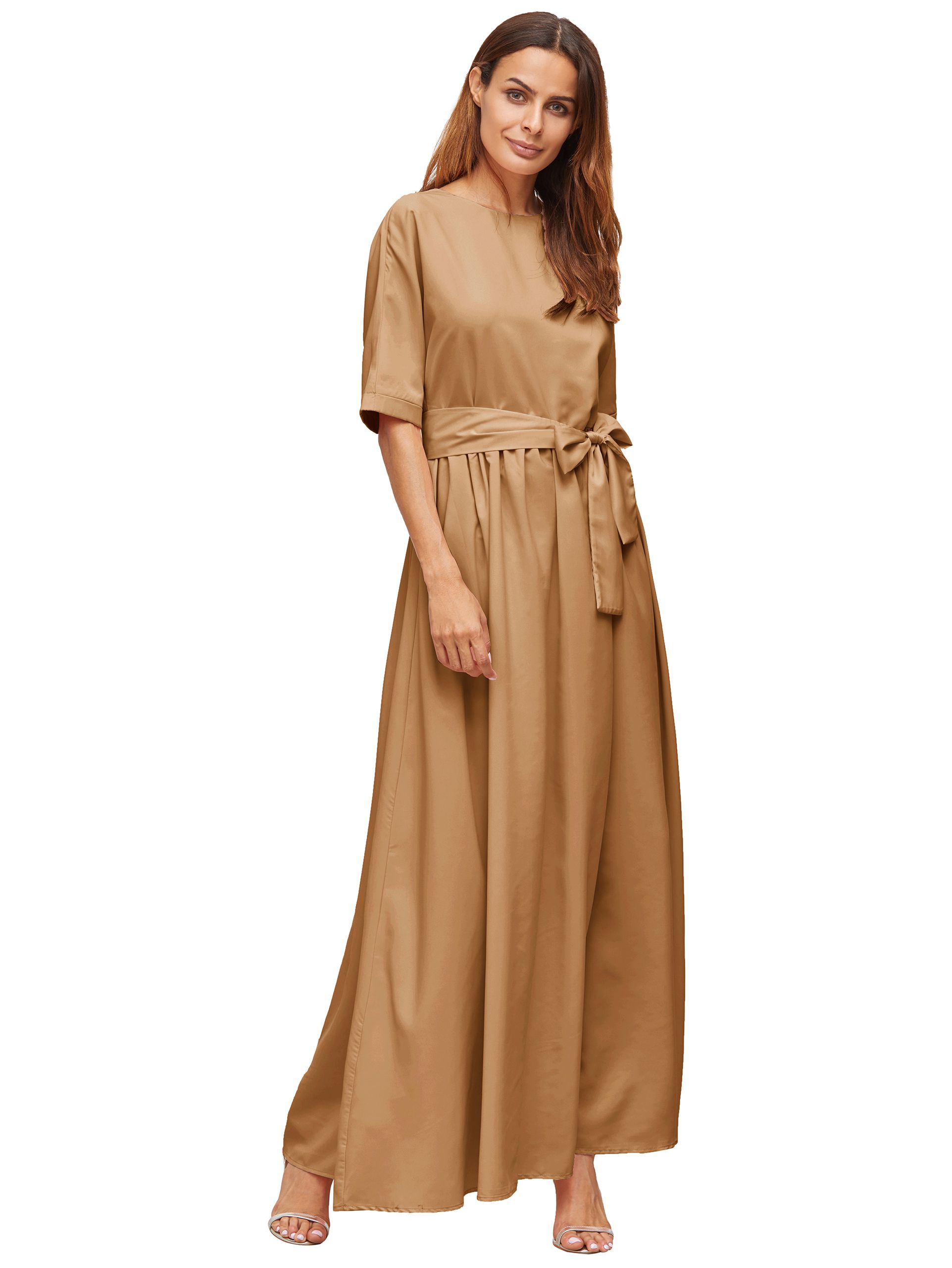 Khaki Tie Front Detail Maxi Dress