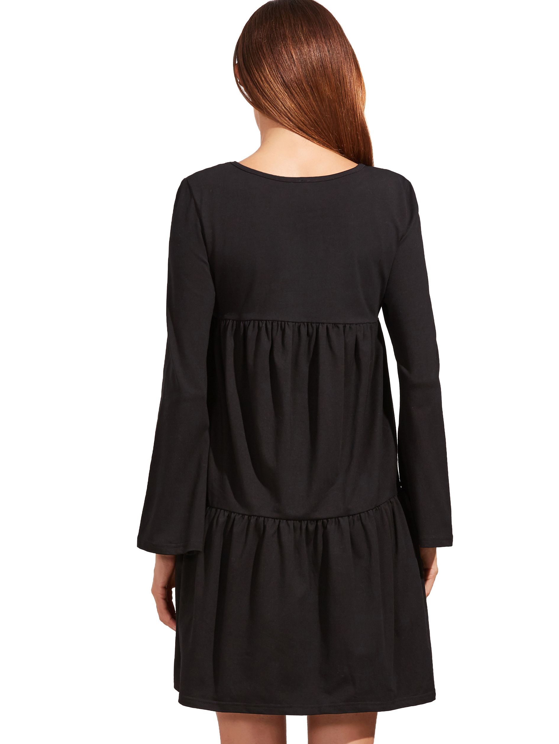 Black Long Sleeve Ruffle Dress