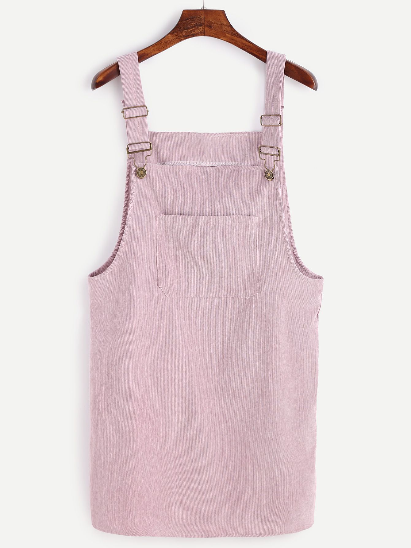 Pink Corduroy Overall Dress With Pocket