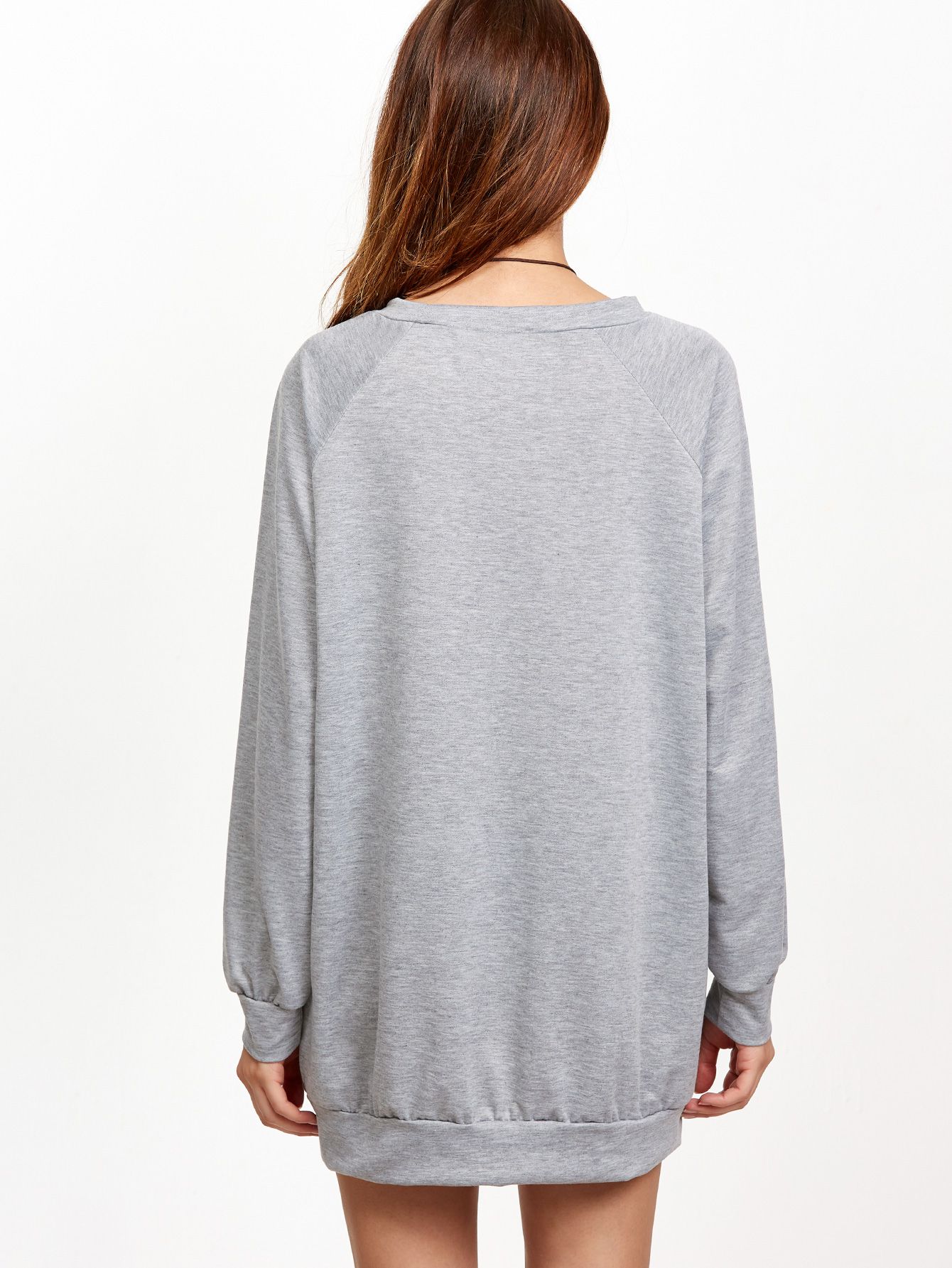 Grey Raglan Sleeve Sweatshirt Dress