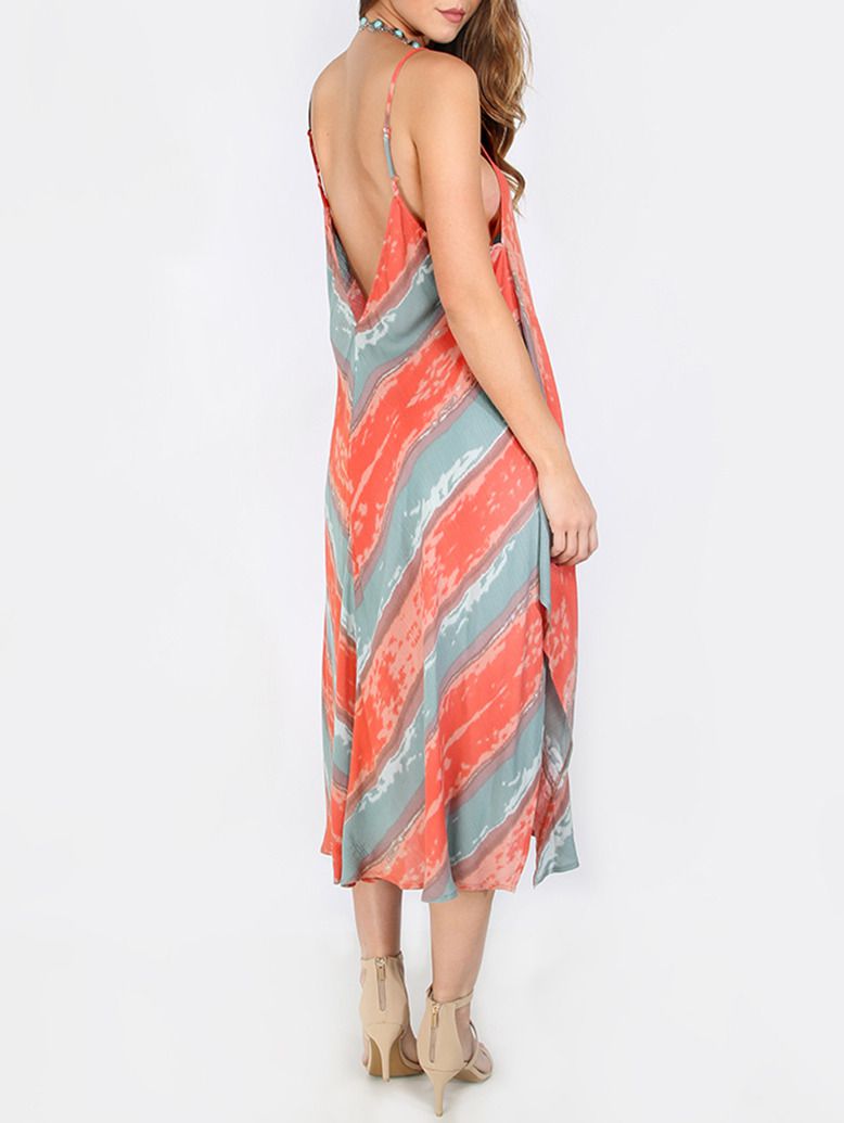 Multicolor Sleeveless Backless Asymmetrical Shift Dress